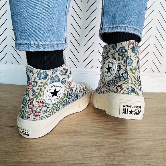 ⭐Converse Chuck Taylor Lift Platform 8 Women Shoes Floral Tapestry Green A11992C - Picture 5 of 13
